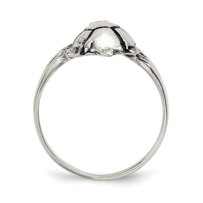 Sterling Silver Polished Antiqued Turtle Ring (Size 7 Only)