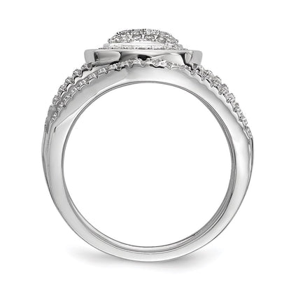 Sterling Silver Rhodium Plated Cz 3 Ring Set (Size 7 Only)