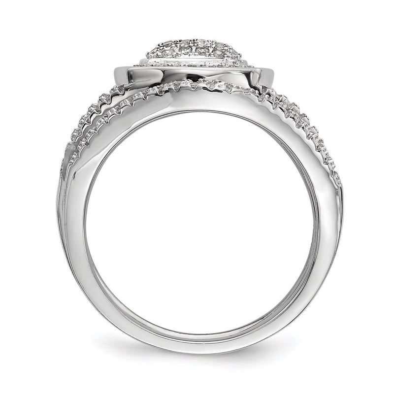 Sterling Silver Rhodium Plated Cz 3 Ring Set (Size 7 Only)
