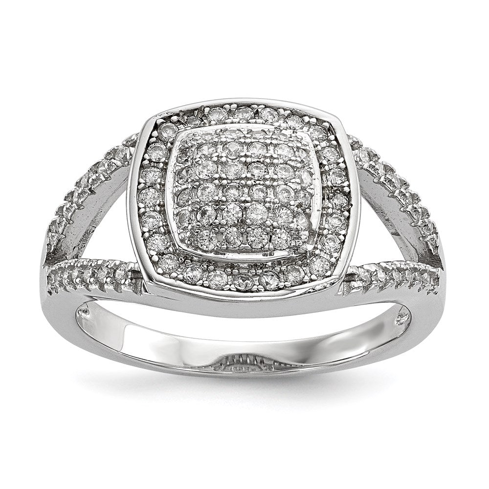 Sterling Silver Rhodium Plated Cz 3 Ring Set (Size 7 Only)