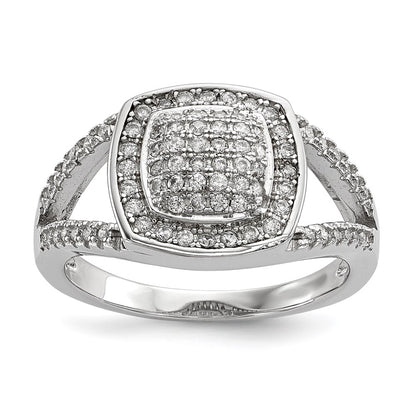 Sterling Silver Rhodium Plated Cz 3 Ring Set (Size 7 Only)