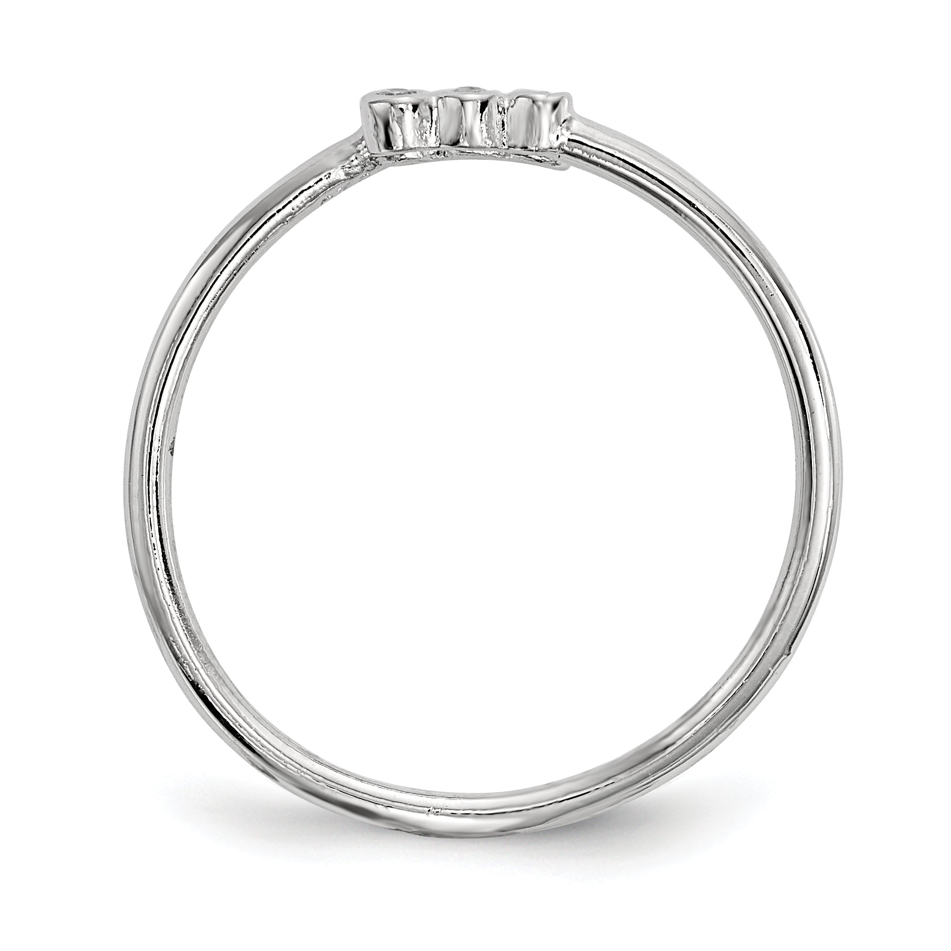 Sterling Silver Rhodium Plated Cz Adjustable Ring