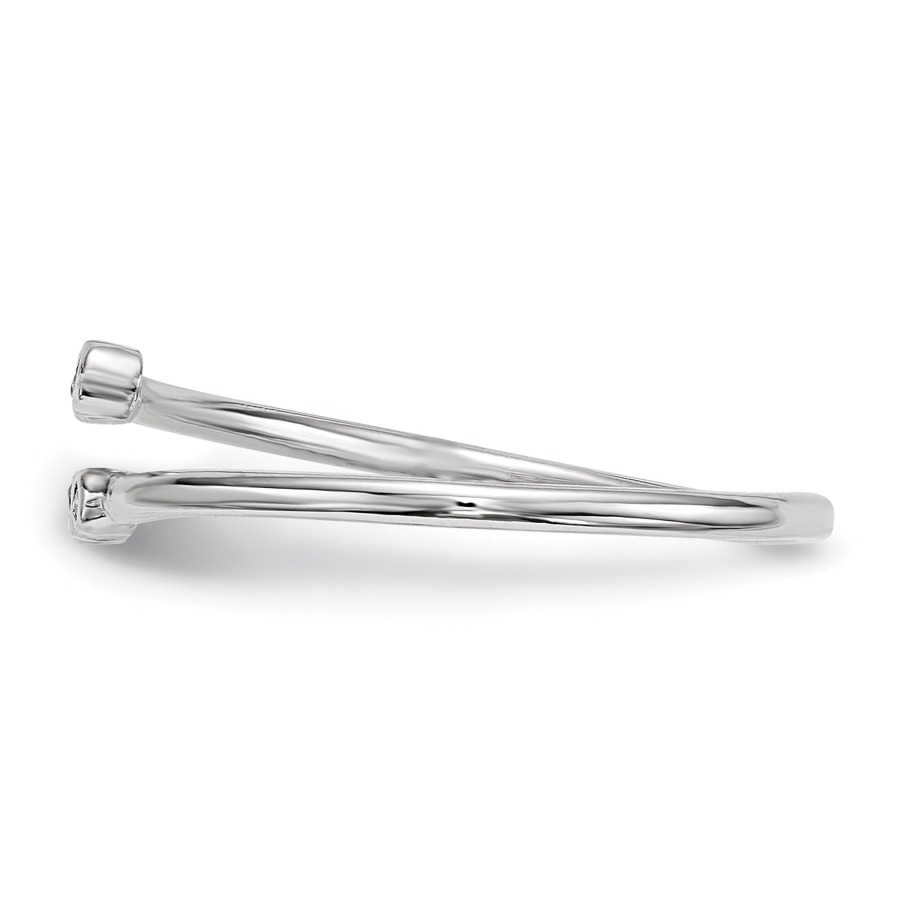 Sterling Silver Rhodium Plated Cz Adjustable Ring