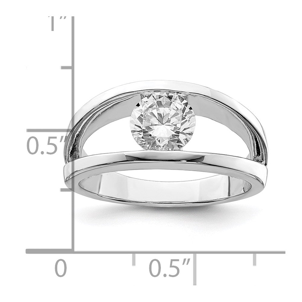 Sterling Silver Rhodium Plated Cz Ring (Size 7 Only)