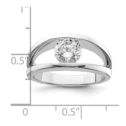 Sterling Silver Rhodium Plated Cz Ring (Size 7 Only)