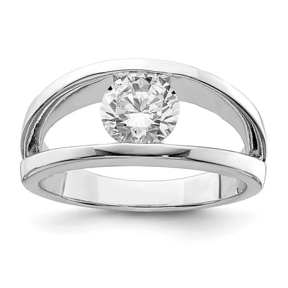 Sterling Silver Rhodium Plated Cz Ring (Size 7 Only)
