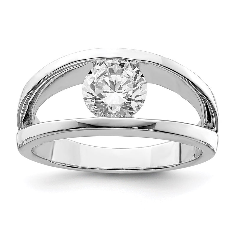 Sterling Silver Rhodium Plated Cz Ring (Size 7 Only)