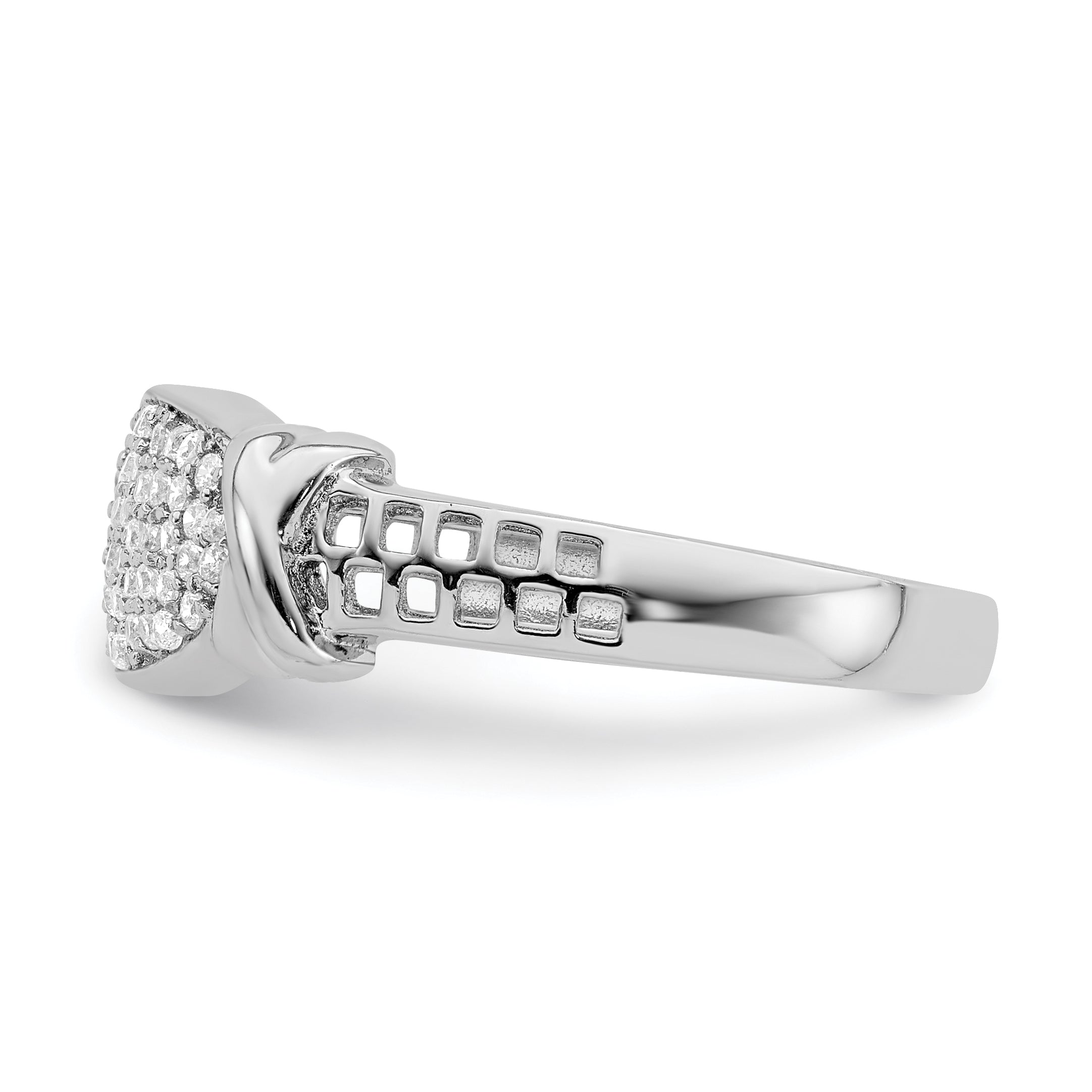 Sterling Silver Rhodium Plated Cz Ring