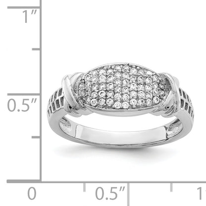 Sterling Silver Rhodium Plated Cz Ring
