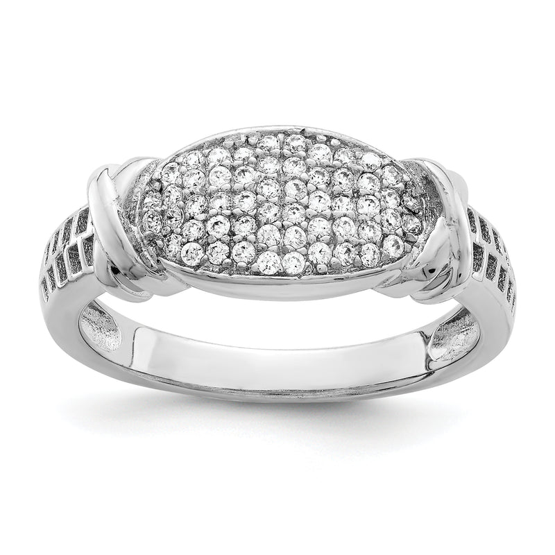 Sterling Silver Rhodium Plated Cz Ring