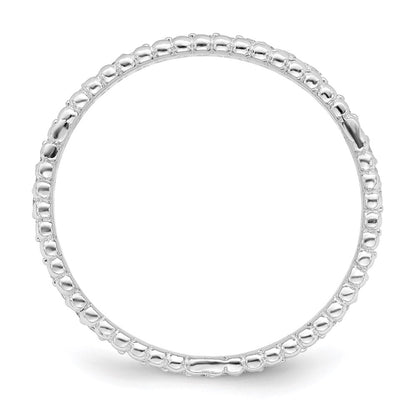Sterling Silver Rhodium Plated Polished Cz 5.0mm Band (Size 8 Only)