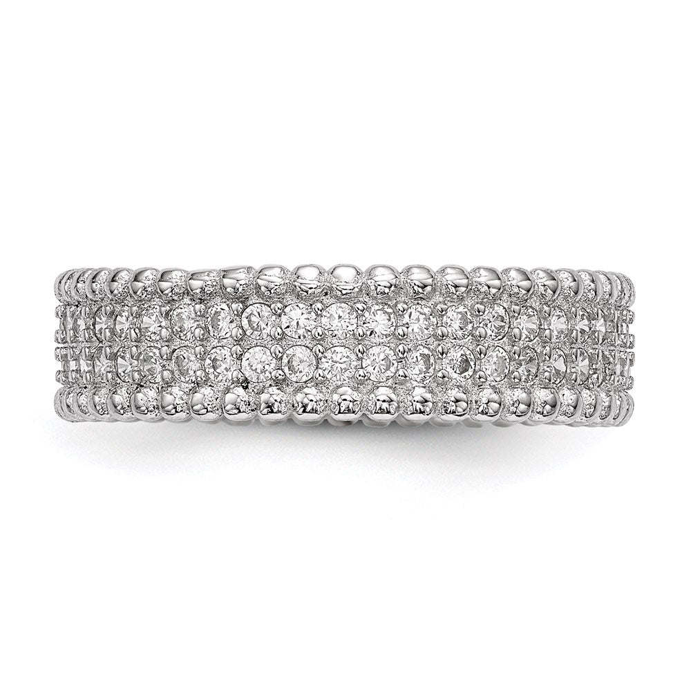 Sterling Silver Rhodium Plated Polished Cz 5.0mm Band (Size 8 Only)