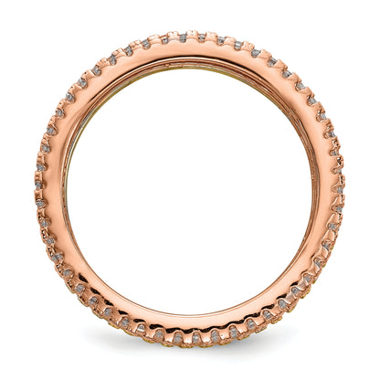 Sterling Silver White Yellow & Rose Tone Set Of 3 Cz Eternity Rings