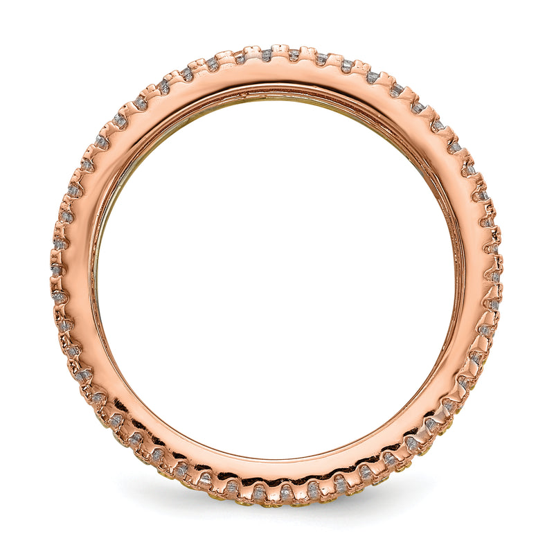 Sterling Silver White Yellow & Rose Tone Set Of 3 Cz Eternity Rings