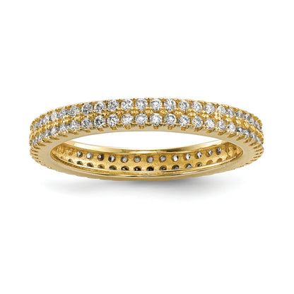 Sterling Silver White Yellow & Rose Tone Set Of 3 Cz Eternity Rings