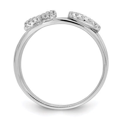 Sterling Silver Rhodium Plated Cz X & O 2 Ring Set (Size 7 Only)
