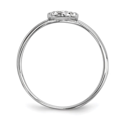Sterling Silver Rhodium Plated Cz X & O 2 Ring Set (Size 7 Only)