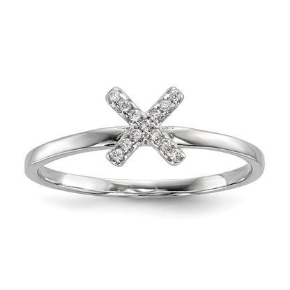 Sterling Silver Rhodium Plated Cz X & O 2 Ring Set (Size 7 Only)