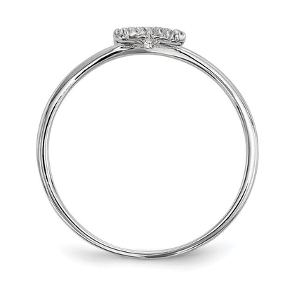Sterling Silver Rhodium Plated Cz X & O 2 Ring Set (Size 7 Only)