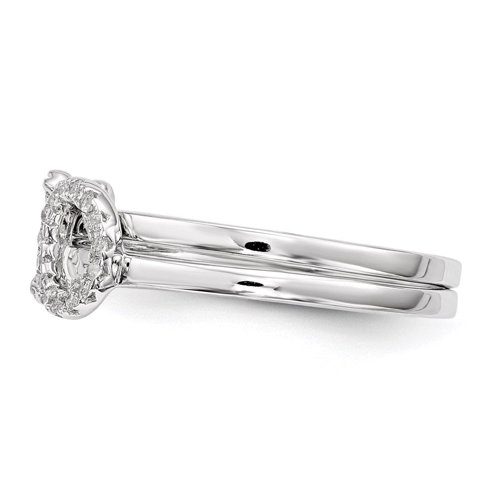 Sterling Silver Rhodium Plated Cz X & O 2 Ring Set (Size 7 Only)
