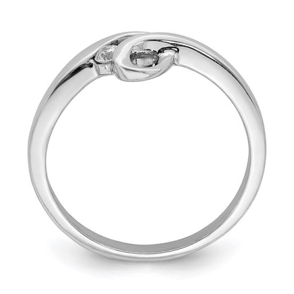 Sterling Silver Rhodium Plated Polished With Cz Ring (Size 7 Only)