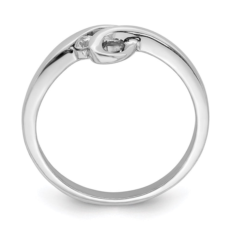Sterling Silver Rhodium Plated Polished With Cz Ring (Size 7 Only)