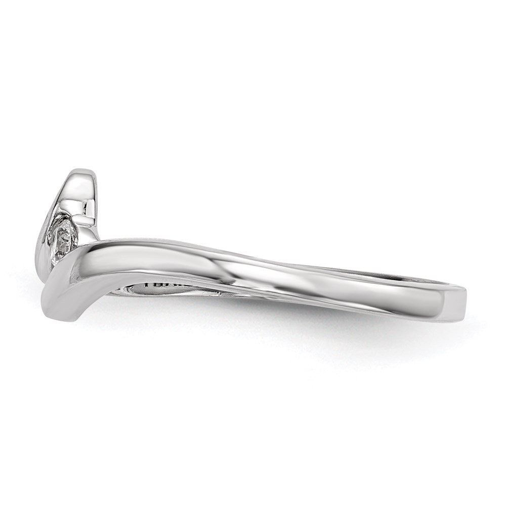 Sterling Silver Rhodium Plated Polished With Cz Ring (Size 7 Only)