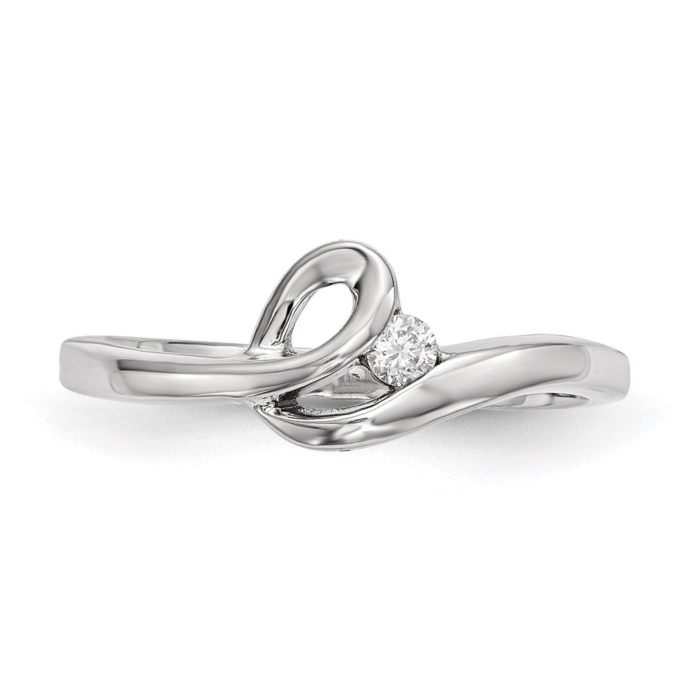 Sterling Silver Rhodium Plated Polished With Cz Ring (Size 7 Only)