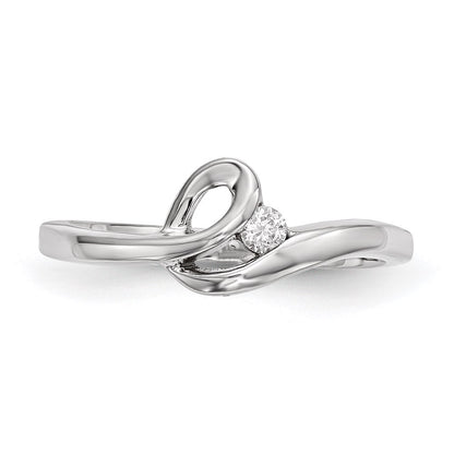 Sterling Silver Rhodium Plated Polished With Cz Ring (Size 7 Only)