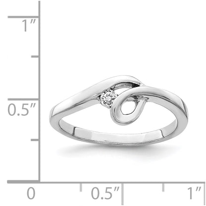 Sterling Silver Rhodium Plated Polished With Cz Ring (Size 7 Only)