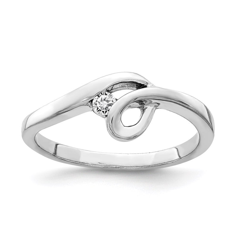 Sterling Silver Rhodium Plated Polished With Cz Ring (Size 7 Only)