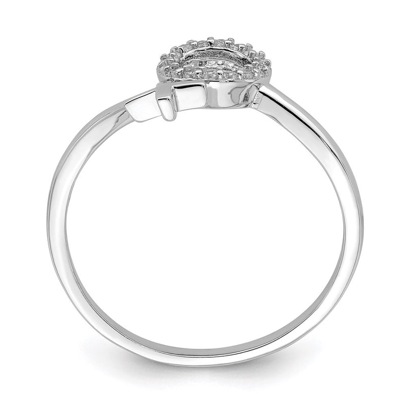 Sterling Silver Rhodium Plated X And O Cz Ring (Size 7 Only)