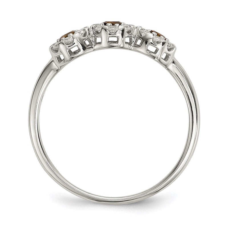 Sterling Silver Champagne Cz Ring (Size 7 Only)