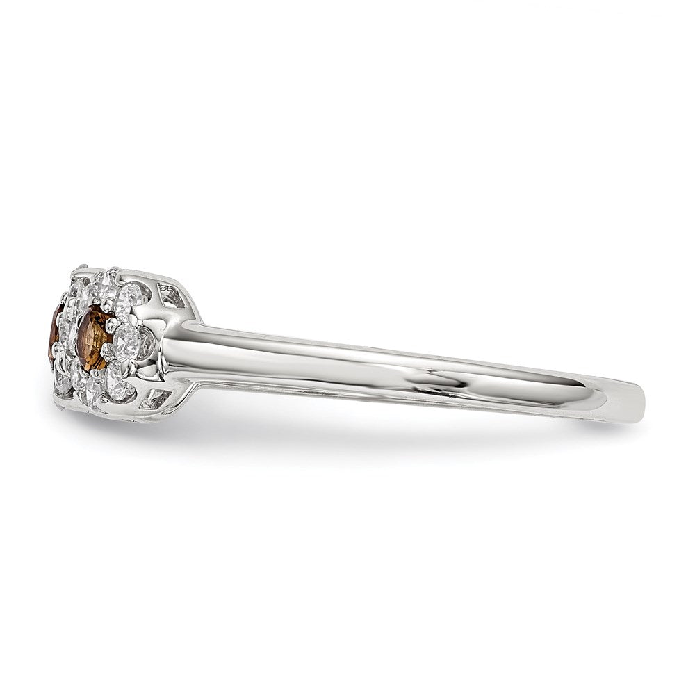 Sterling Silver Champagne Cz Ring (Size 7 Only)