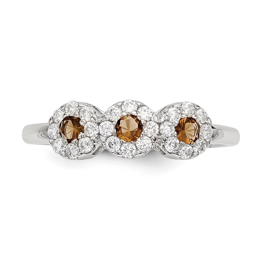 Sterling Silver Champagne Cz Ring (Size 7 Only)