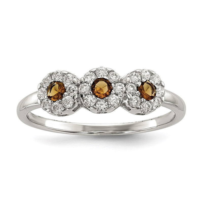 Sterling Silver Champagne Cz Ring (Size 7 Only)