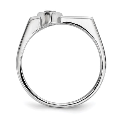 Sterling Silver Rhodium Plated Blue Glass Stone Triangle Ring (Size 6 Only)
