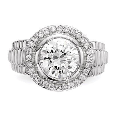 Sterling Silver Rhodium Plated Mens Cz Ring