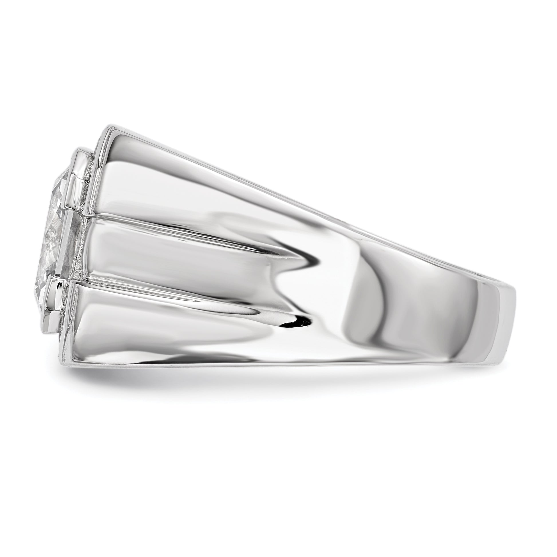 Sterling Silver Rhodium Plated Mens Cz Ring