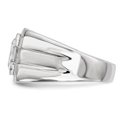 Sterling Silver Rhodium Plated Mens Cz Ring