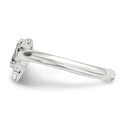 Sterling Silver Polished Enameled Dolphin Toe Ring
