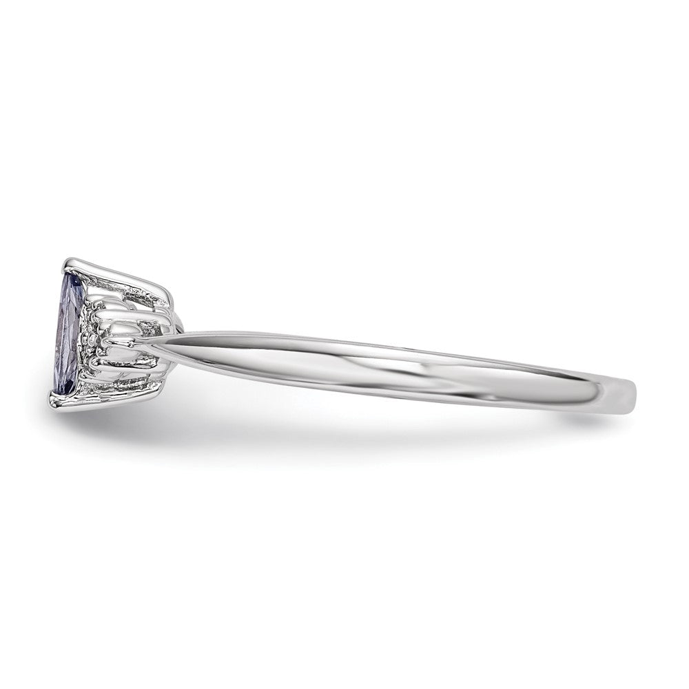 Sterling Silver Rhodium Diamond And Tanzanite Ring (Size 7 Only)