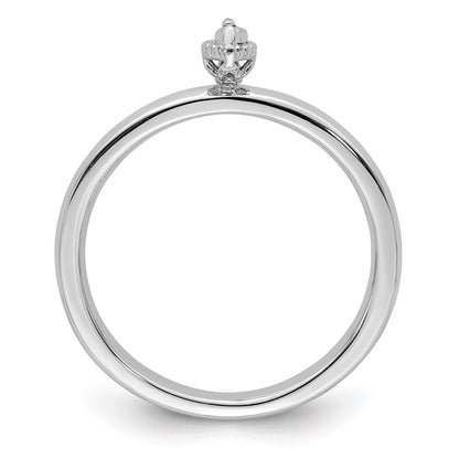 Sterling Silver Rhodium Plated Polished Diamond Marquise Shape Ring (Size 8 Only)