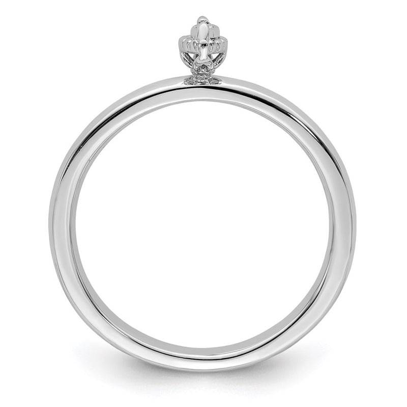 Sterling Silver Rhodium Plated Polished Diamond Marquise Shape Ring (Size 8 Only)