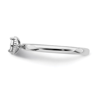 Sterling Silver Rhodium Plated Polished Diamond Marquise Shape Ring (Size 8 Only)