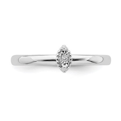 Sterling Silver Rhodium Plated Polished Diamond Marquise Shape Ring (Size 8 Only)
