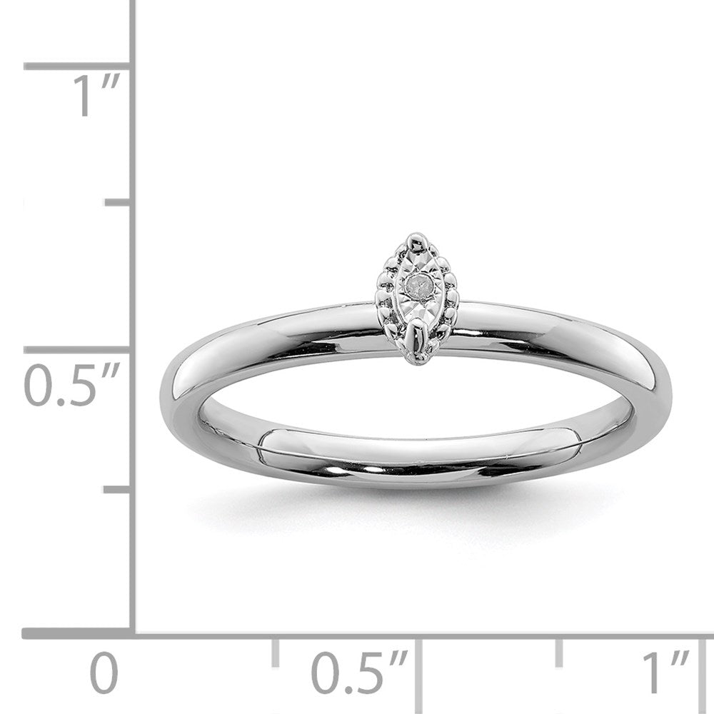 Sterling Silver Rhodium Plated Polished Diamond Marquise Shape Ring (Size 8 Only)