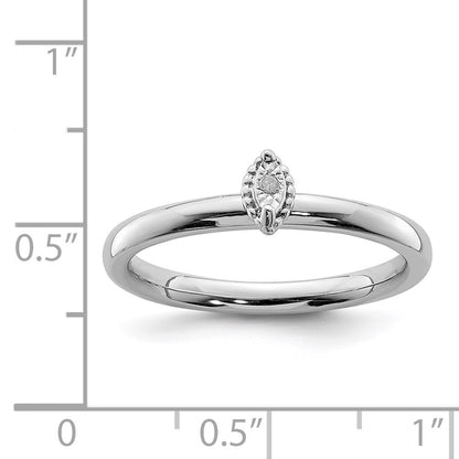 Sterling Silver Rhodium Plated Polished Diamond Marquise Shape Ring (Size 8 Only)