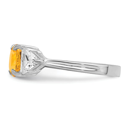Sterling Silver Rhodium Citrine Ring