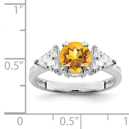 Sterling Silver Rhodium Citrine Ring